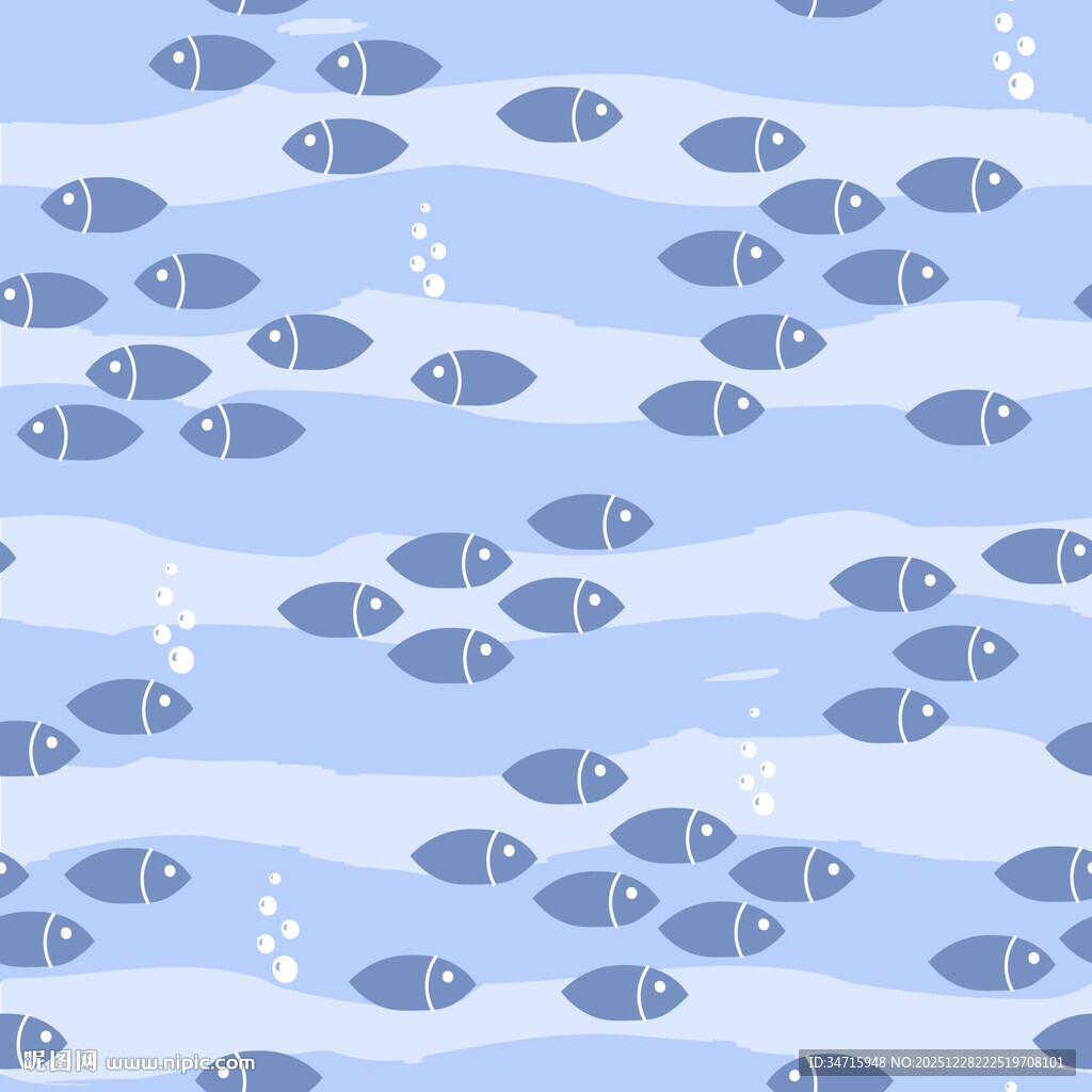 蓝色海洋小鱼图案背景