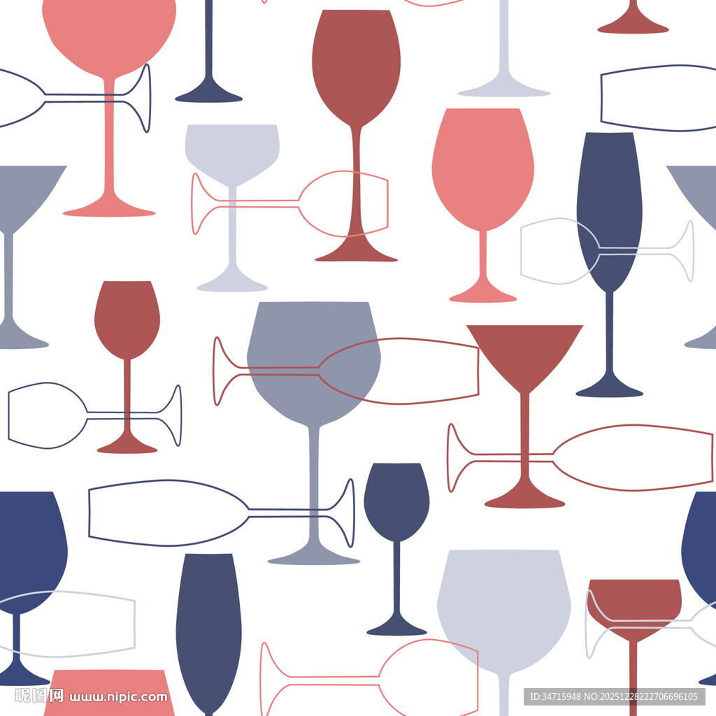 多彩酒杯图案矢量背景