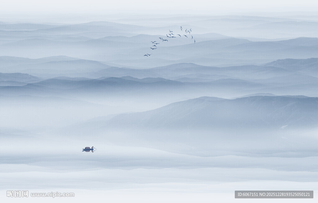 国画山水背景墙