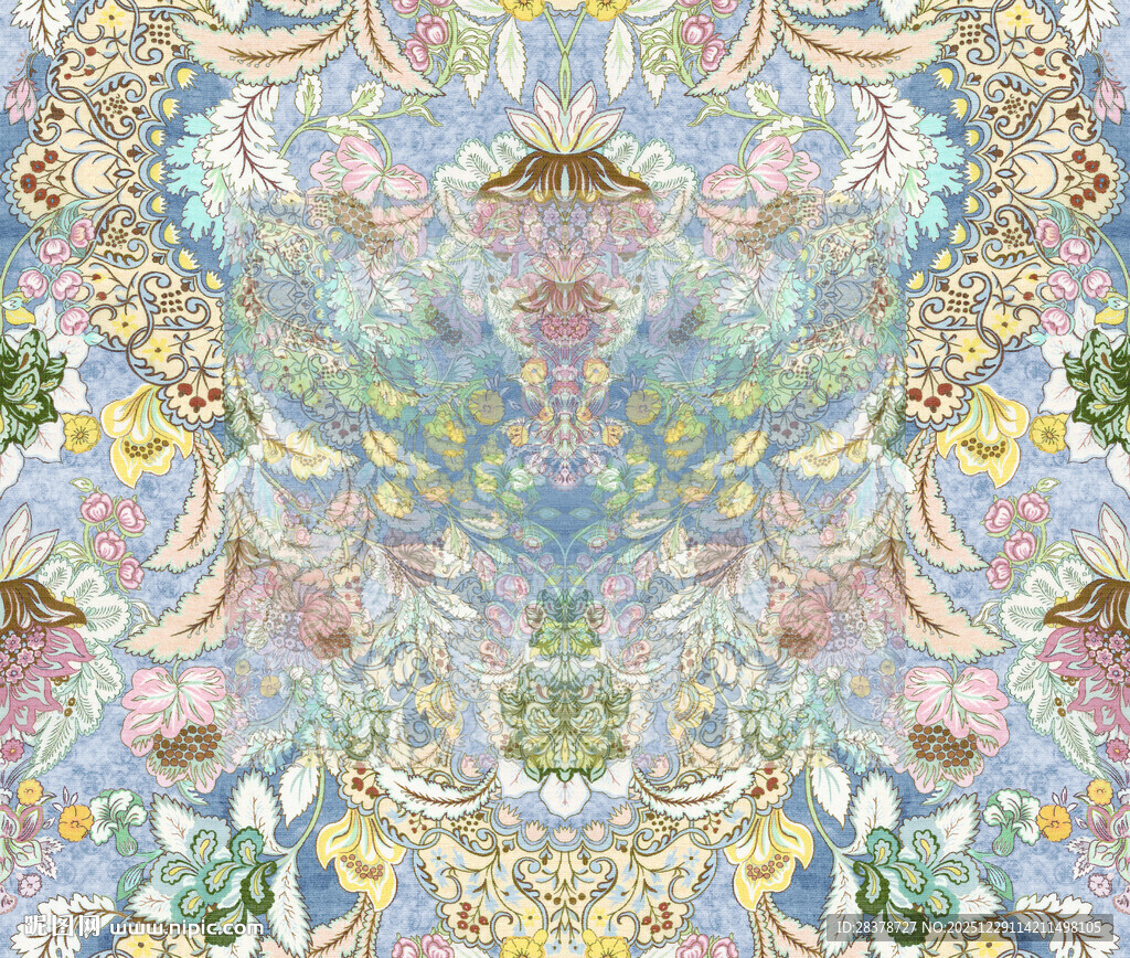 梦幻绚丽的抽象花卉图案