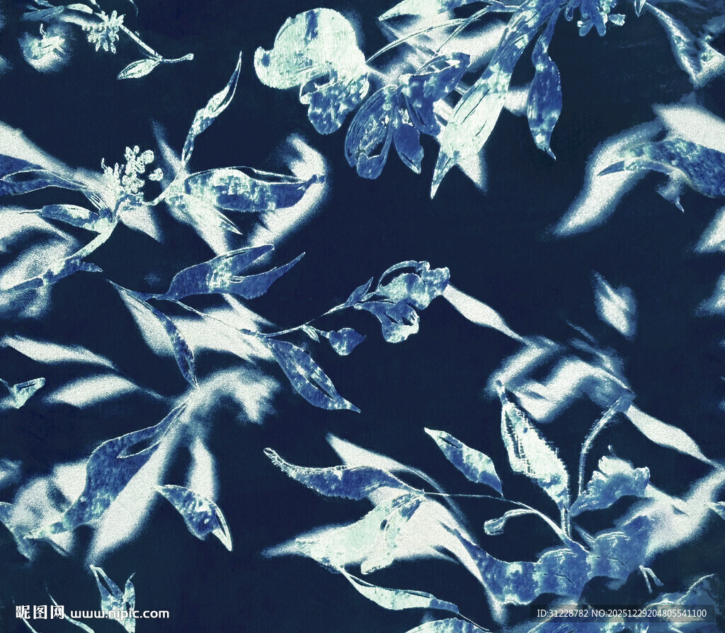 蓝调叶片纹理图案