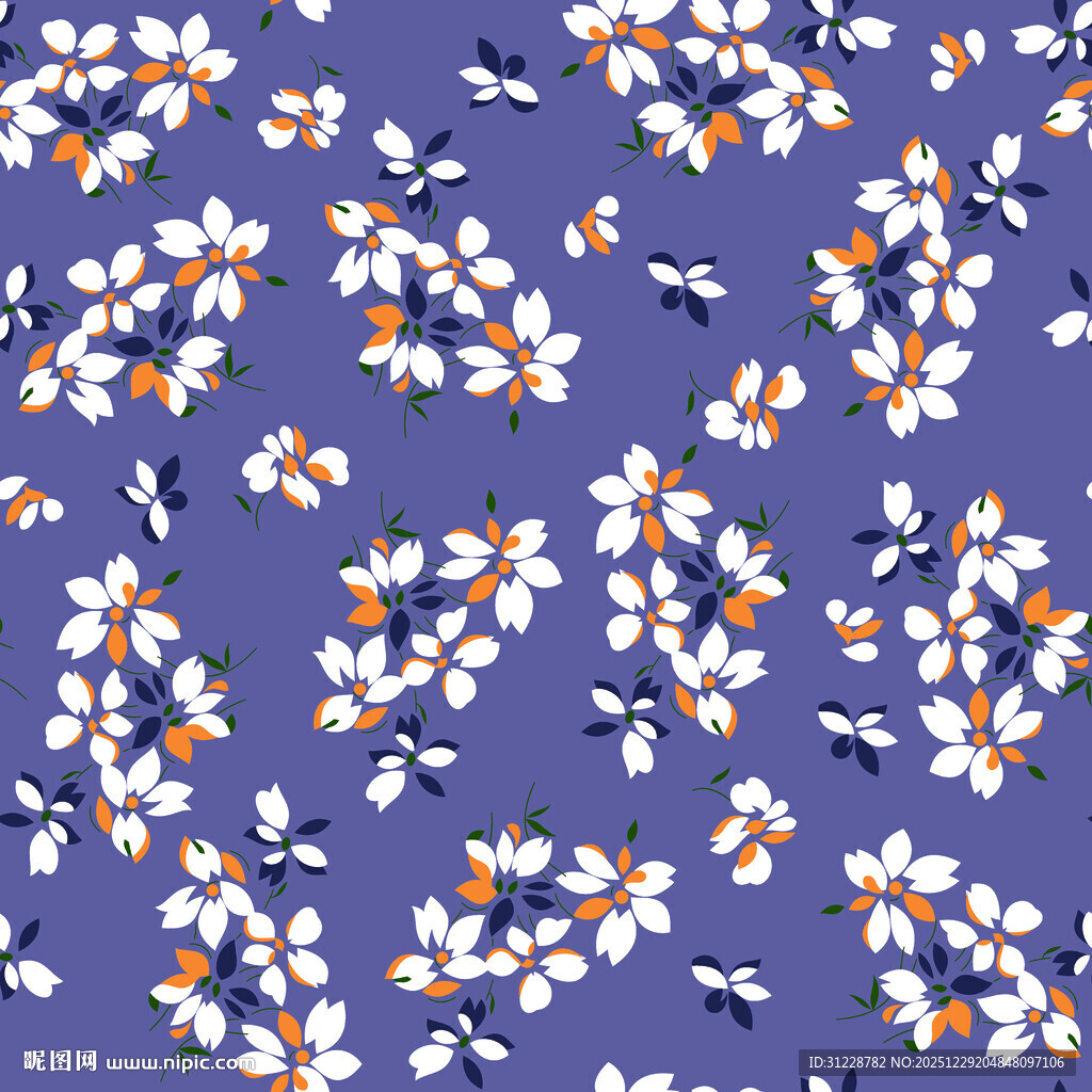 紫色底小碎花花卉图案