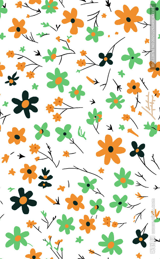 清新花卉图案背景图