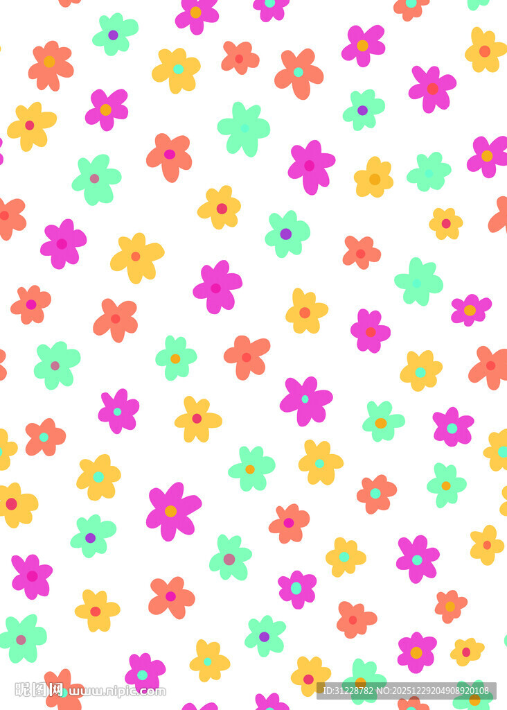 多彩小花无缝图案背景