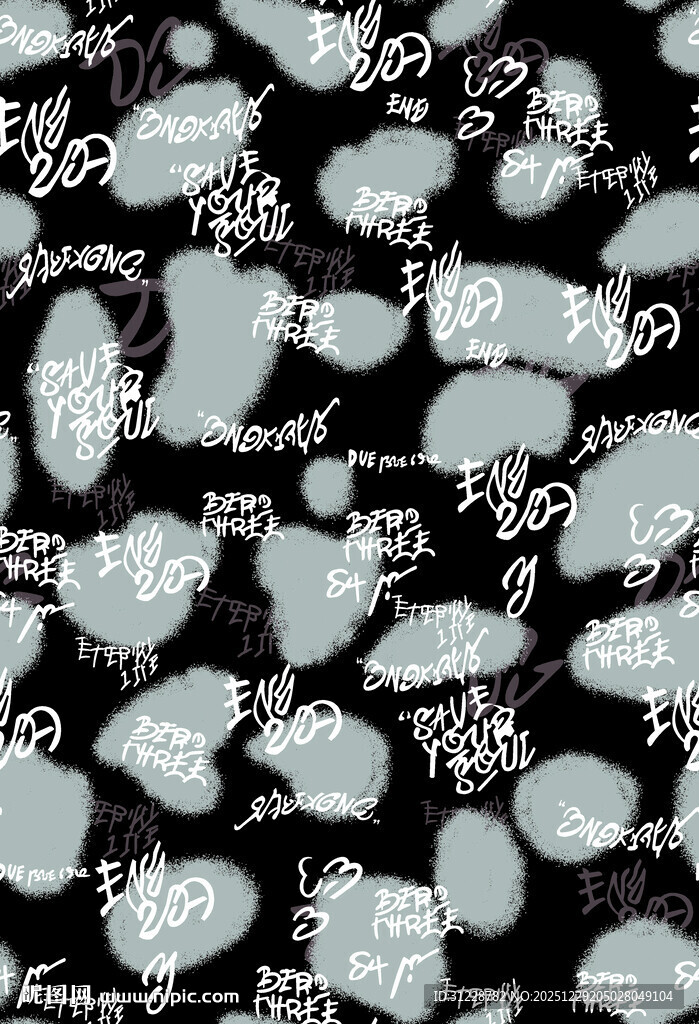 黑白涂鸦风格抽象图案背景