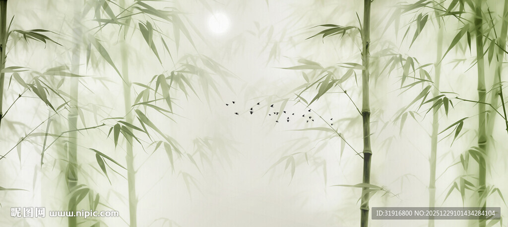 新中式简约竹子屏风背景
