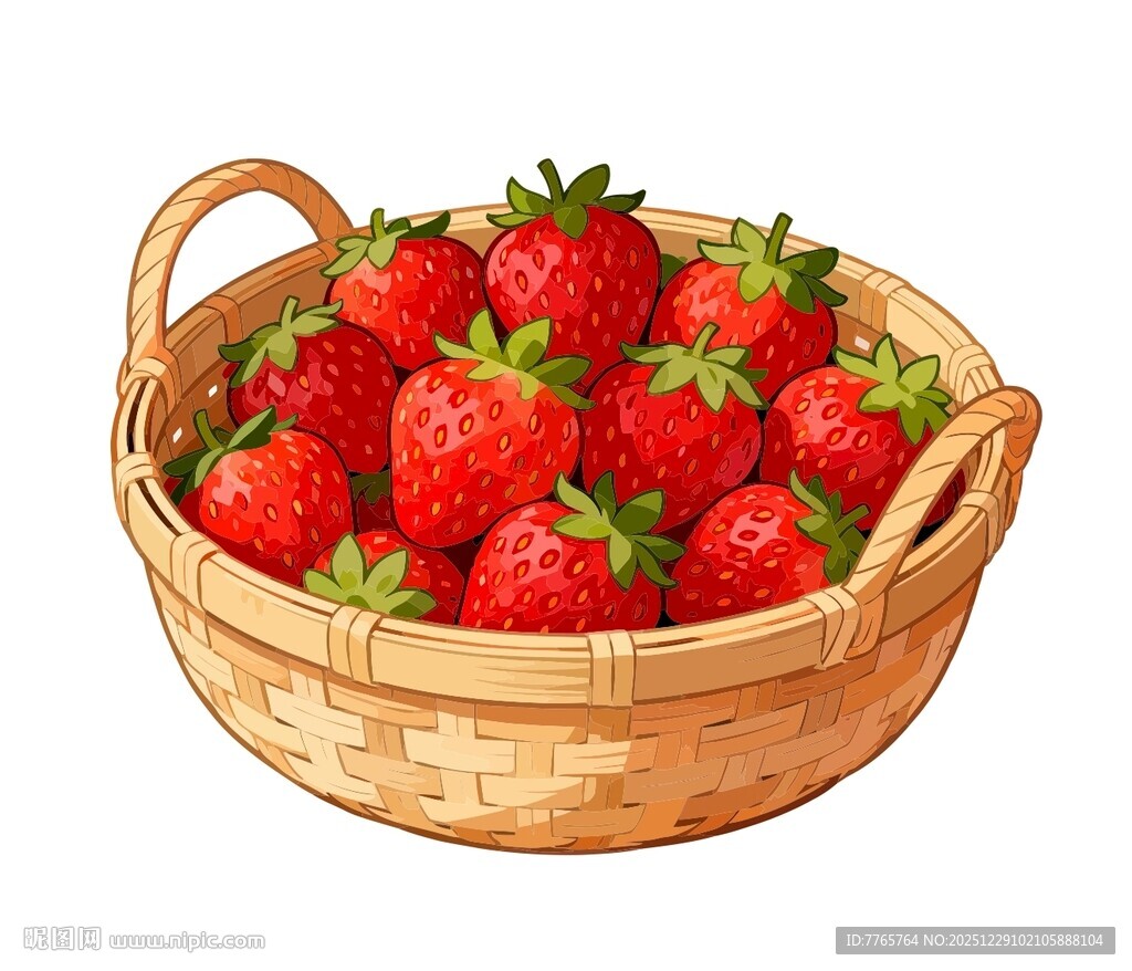 一筐子草莓矢量图