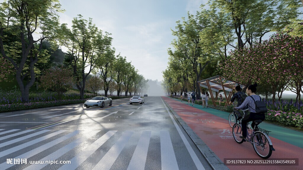 城市道路上的骑行者