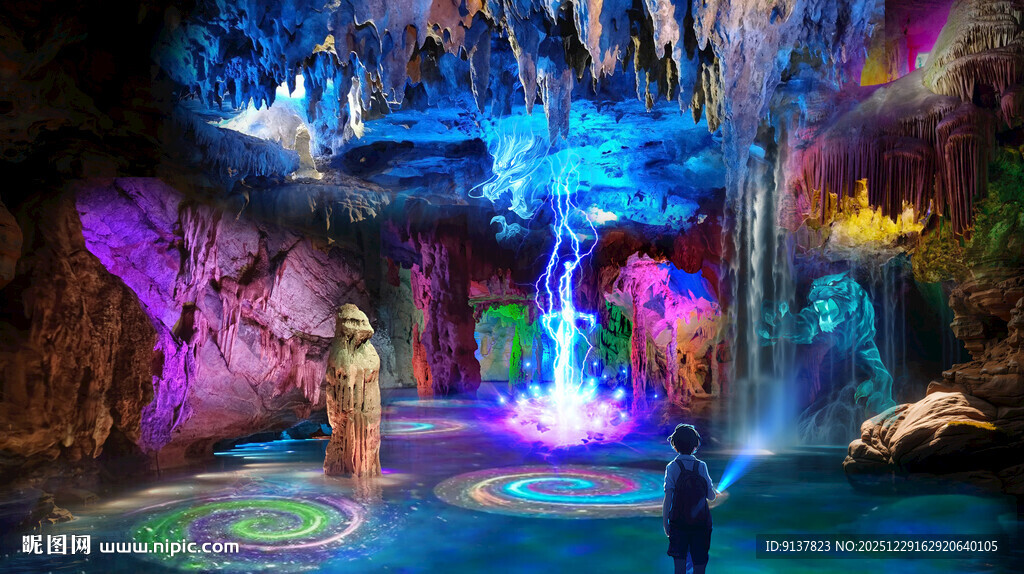 梦幻溶洞景观 璀璨水帘洞