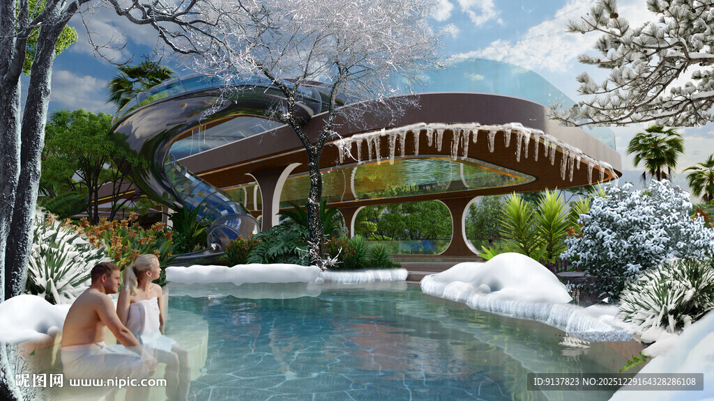 梦幻泳池边的惬意休闲时光