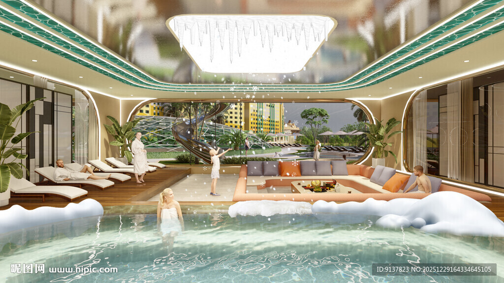室内豪华泳池休闲空间