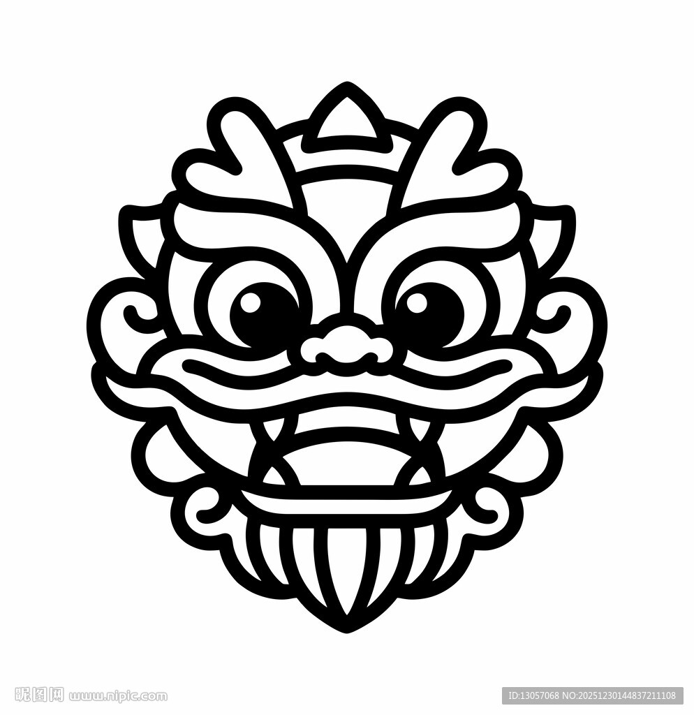 卡通风格龙首图案