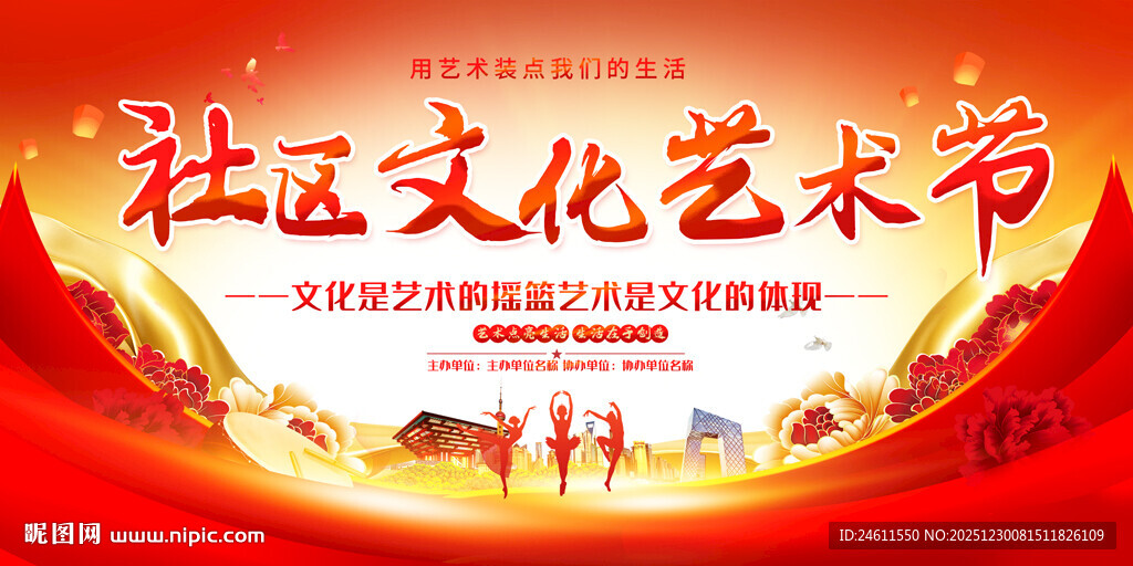 社区文化艺术节背景展板