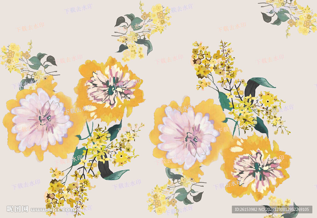 花卉图案背景设计甲方连续求图