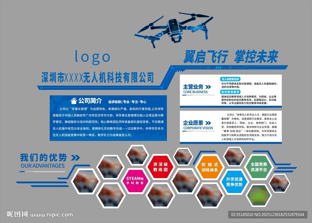 无人机培训公司文化墙