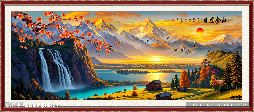 日照金山金箔画