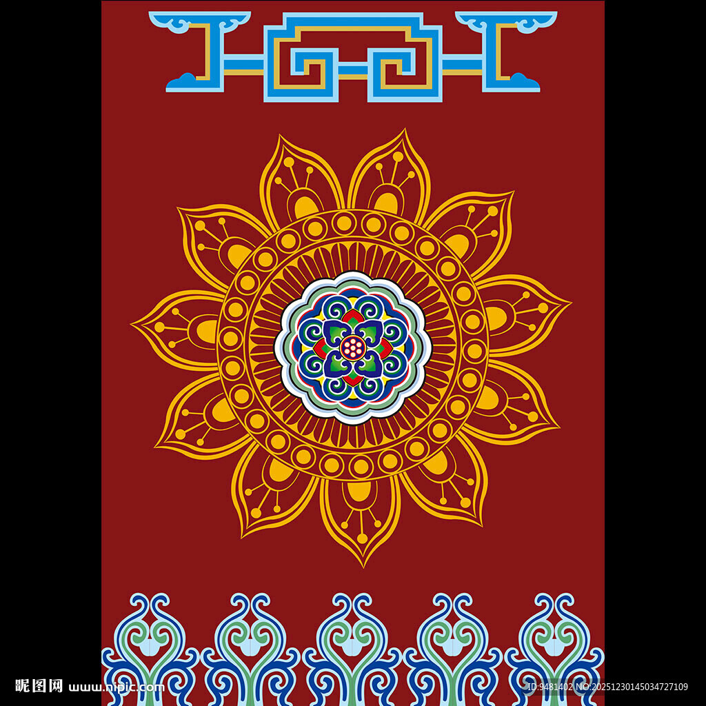 传统中式花卉图案装饰