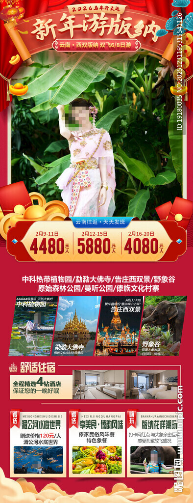 新年春节云西双版纳旅游海报