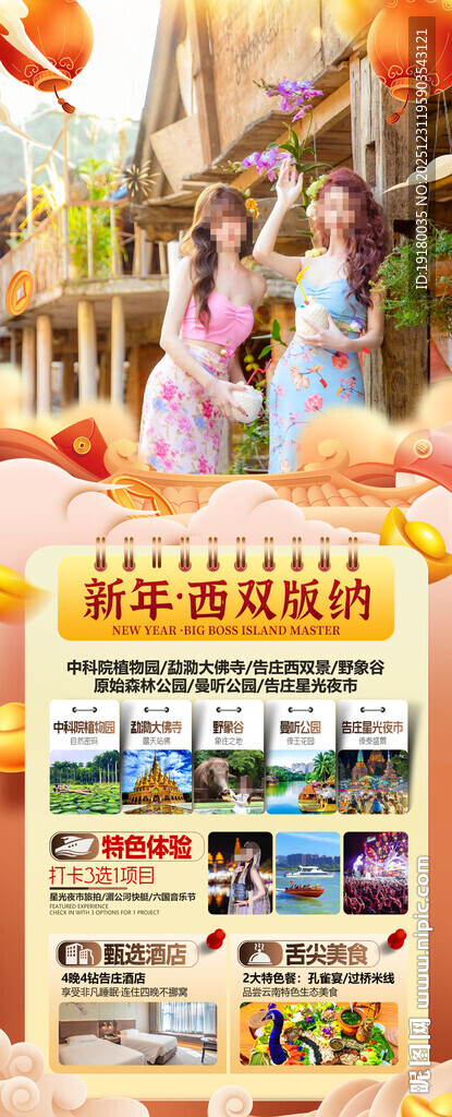 新年春节云西双版纳旅游海报