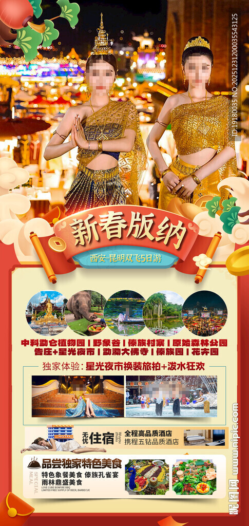 新年春节云西双版纳旅游海报