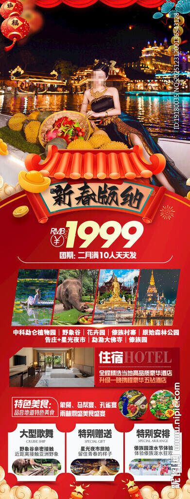 新年春节云西双版纳旅游海报