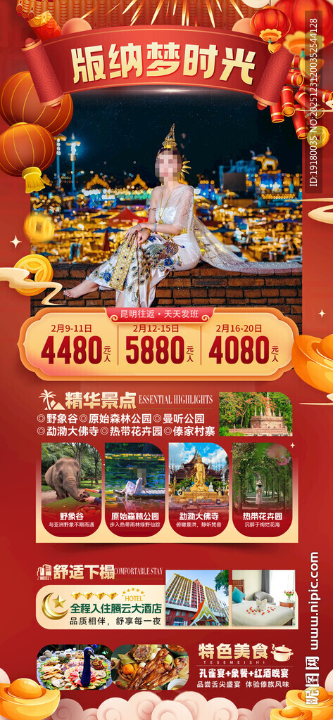 新年春节云西双版纳旅游海报