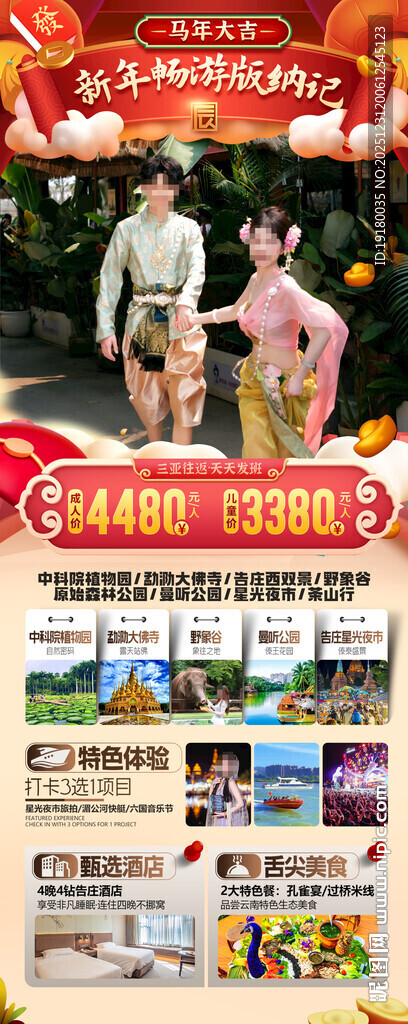 新年春节云西双版纳旅游海报