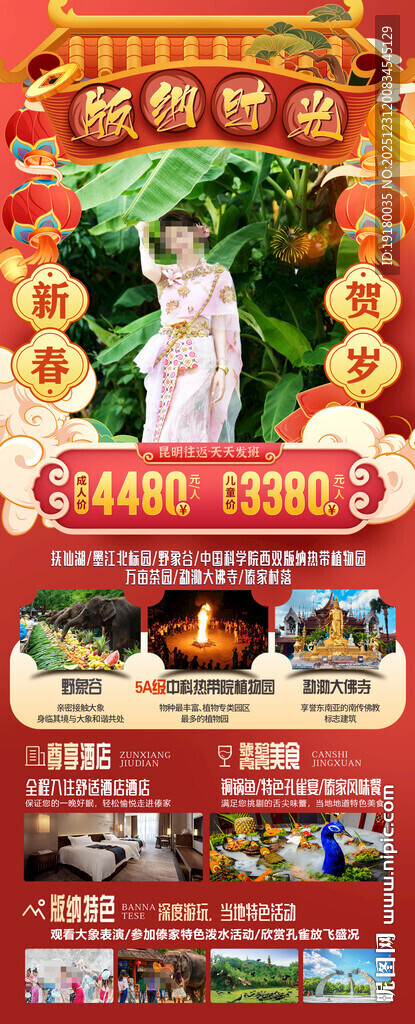 新年春节云西双版纳旅游海报