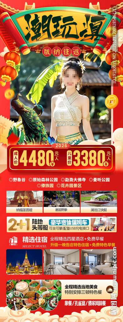 新年春节云西双版纳旅游海报