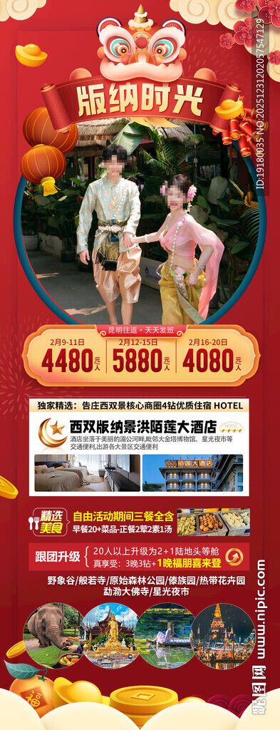 新年春节云西双版纳旅游海报