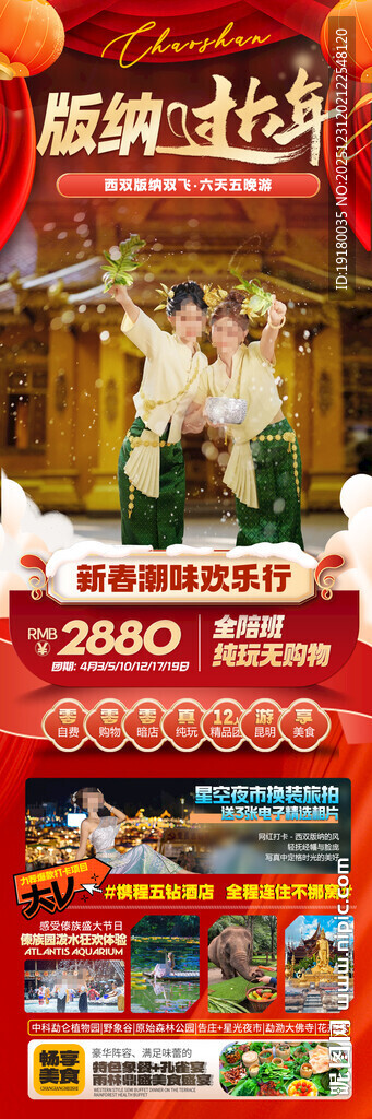 新年春节云西双版纳旅游海报