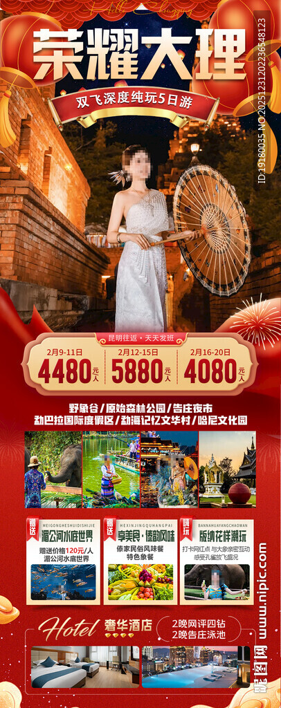 新年春节云西双版纳旅游海报