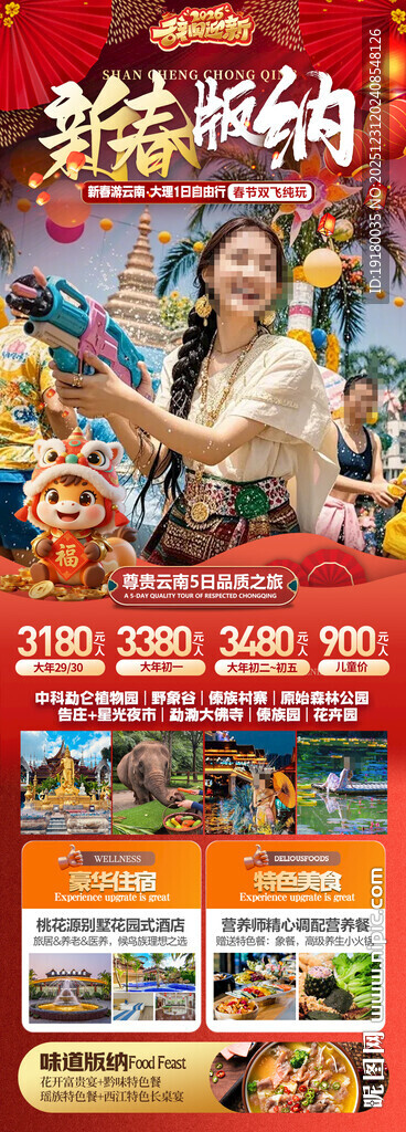新年春节云西双版纳旅游海报