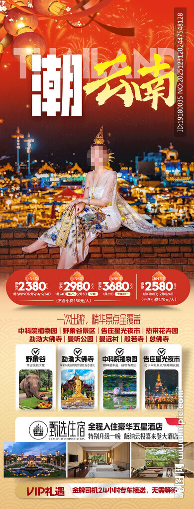 新年春节云西双版纳旅游海报