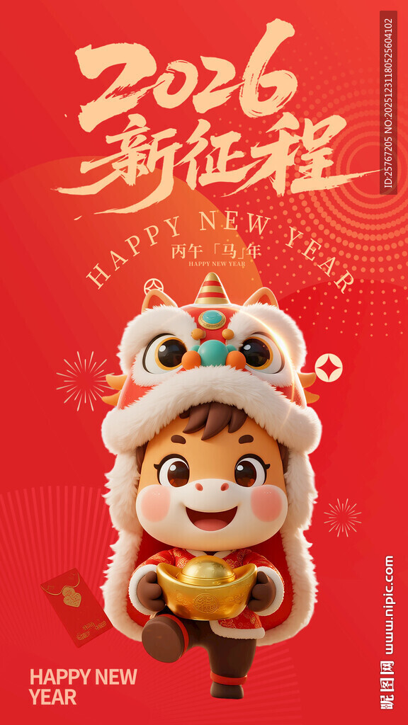 2026马年可爱萌娃贺岁图