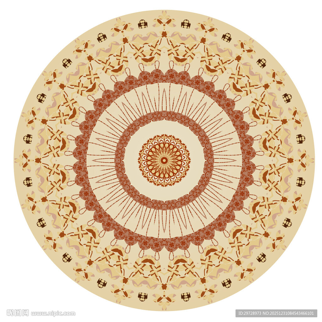 圆形精美花纹地毯图案