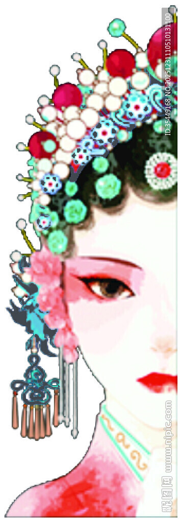 京剧扮相女子头饰特写