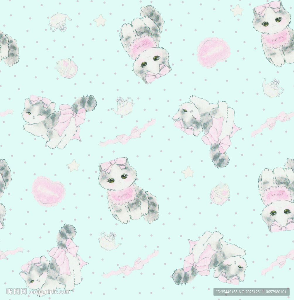 可爱猫咪图案的清新背景