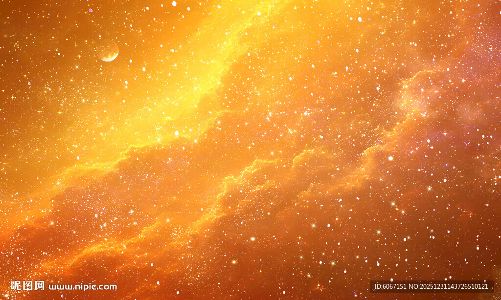 唯美橙色星空装饰画背景图