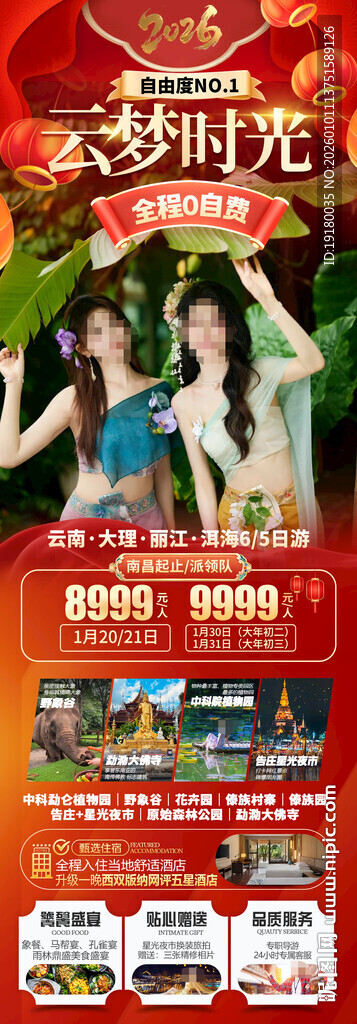 新年春节云西双版纳旅游海报
