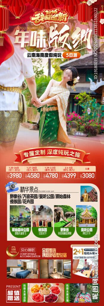 新年春节云西双版纳旅游海报