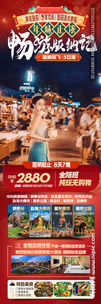 新年春节云西双版纳旅游海报