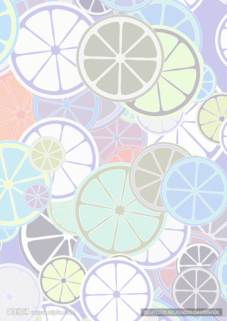 清新柠檬切片图案背景