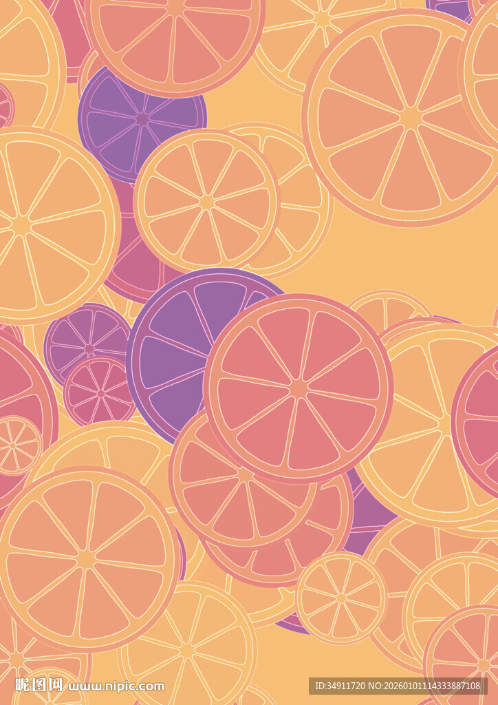 缤纷柑橘切片图案背景