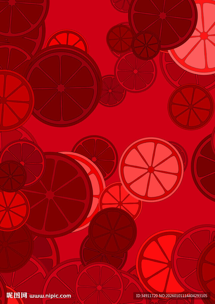 红色柑橘切片图案背景