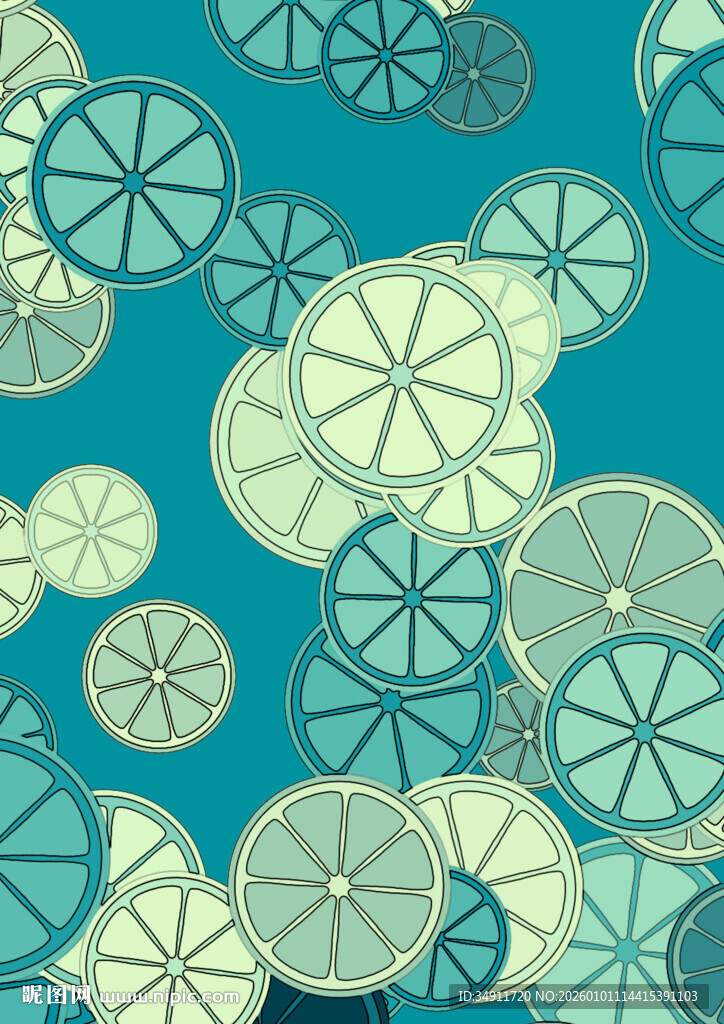 清新柠檬片图案背景