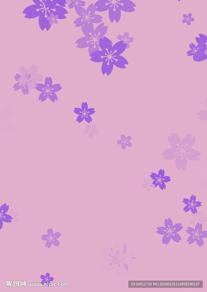 淡粉背景上的紫色小花