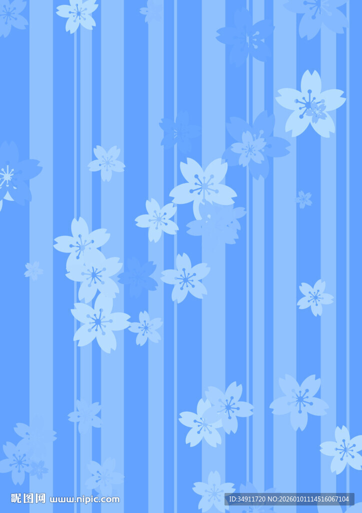 蓝色条纹背景雪花图案