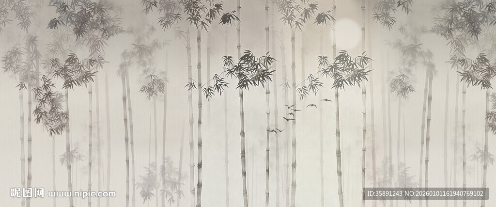 新中式灯箱水墨竹子