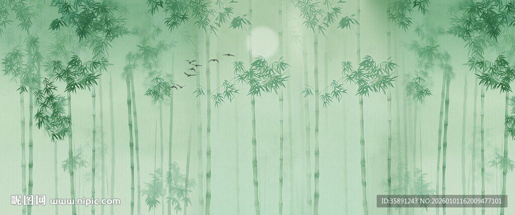 新中式灯箱水墨竹子